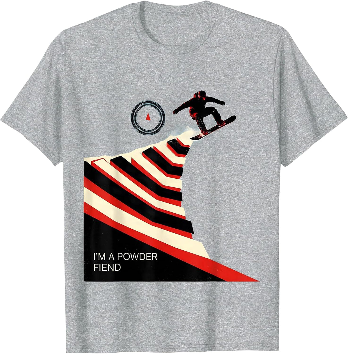 Men's I'm A Powder Fiend Funny Snowboarder Winter Sports Humor T-Shirt - Heather Grey