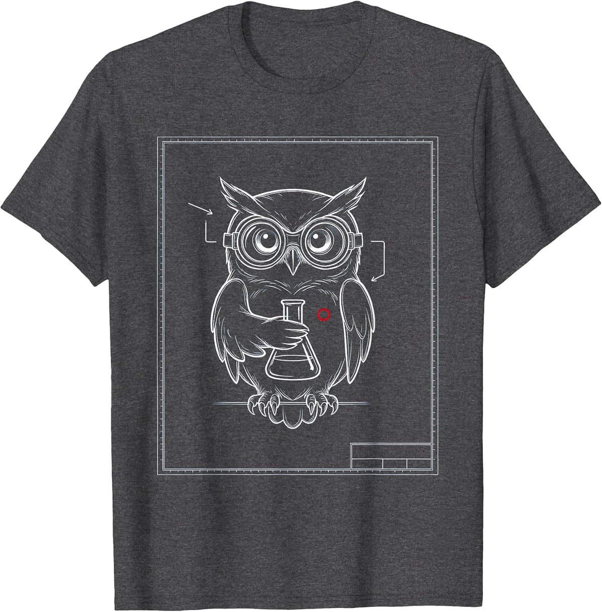 Men's Science Owl Lab Goggles Flask Graphic Tee T-Shirt - Dark Heather Grey