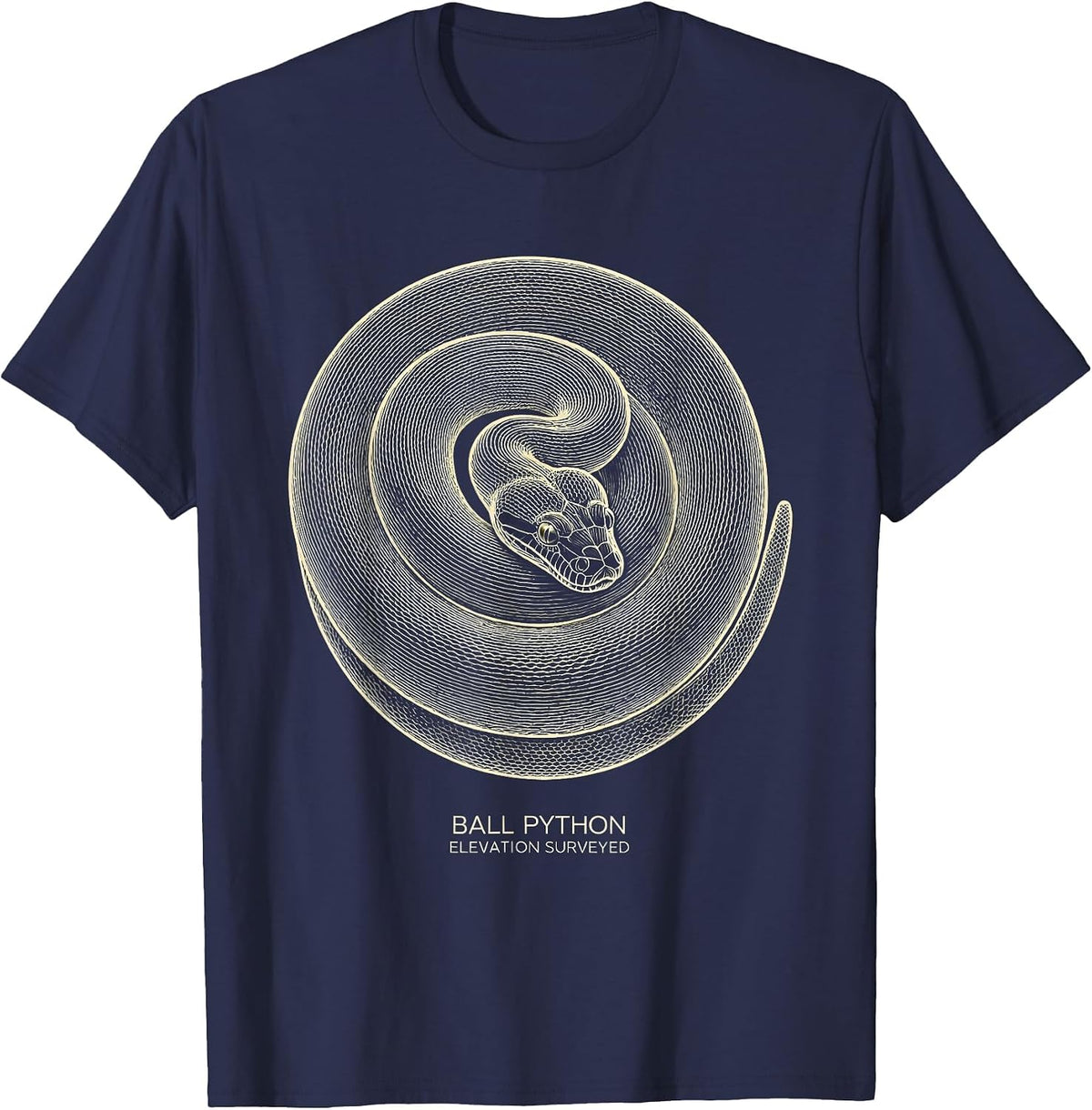 Ball Python Elevation Surveyed Funny Snake Lover Reptile T-Shirt - Navy Blue