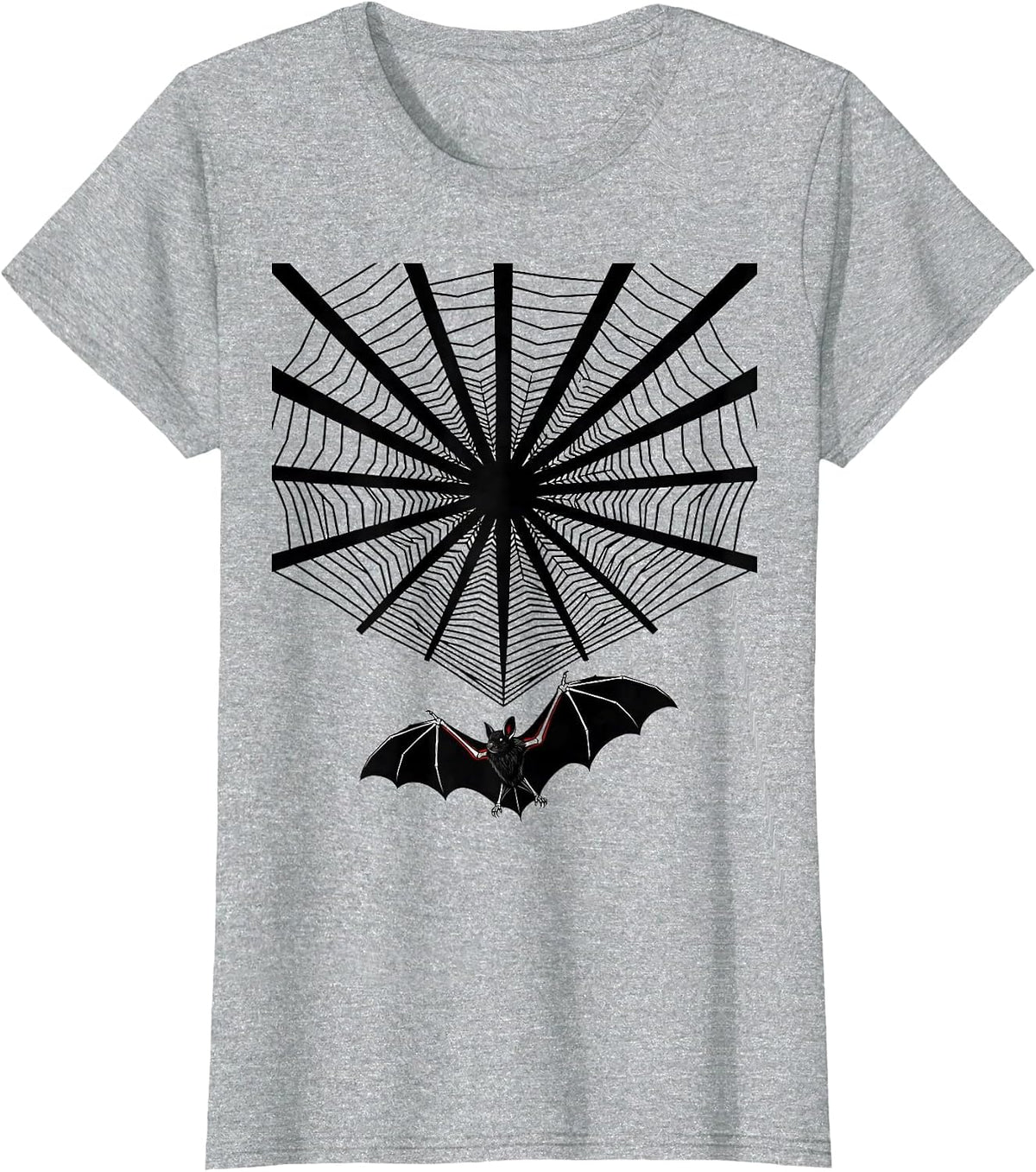 Radiating Bat Silhouette Gothic Nature Conservation Bat T-Shirt - Heather Grey