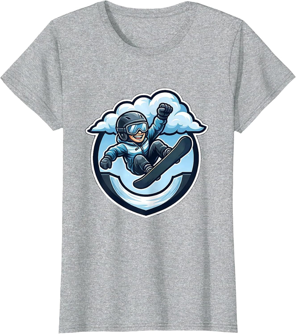 Snowboarder Halfpipe Launch Into The Clouds T-Shirt - Heather Grey