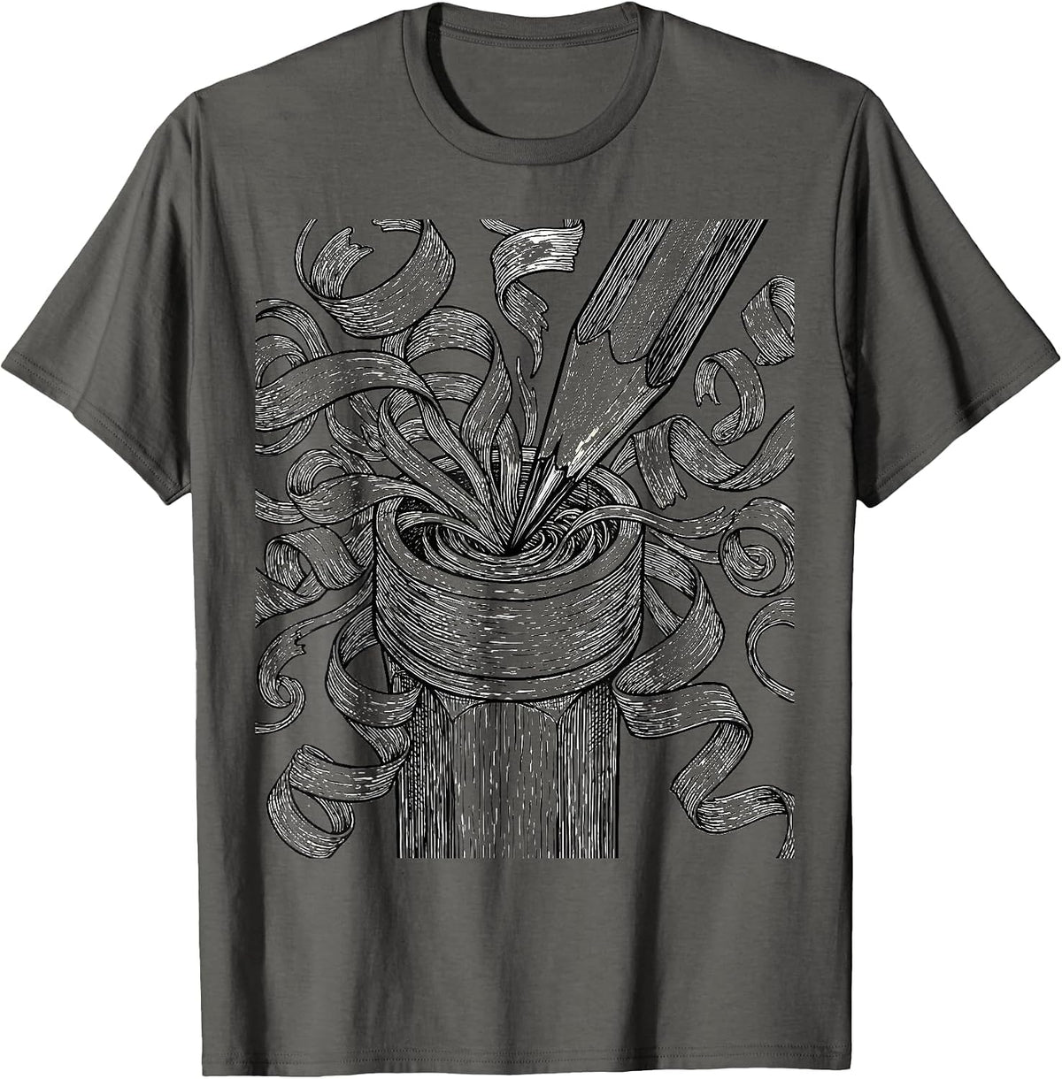 Men's Art Teacher Pencil Sharpener Graphic T-Shirt - Asphalt Grey