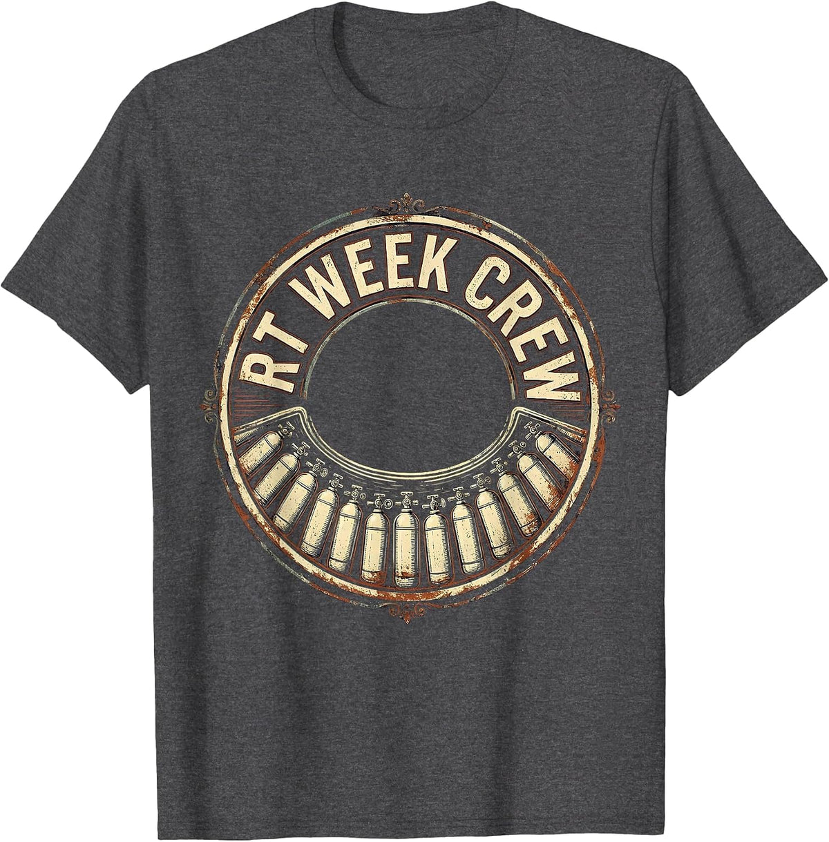 RT Week Crew Vintage Respiratory Therapist Care Week Pride T-Shirt - Dark Heather Grey