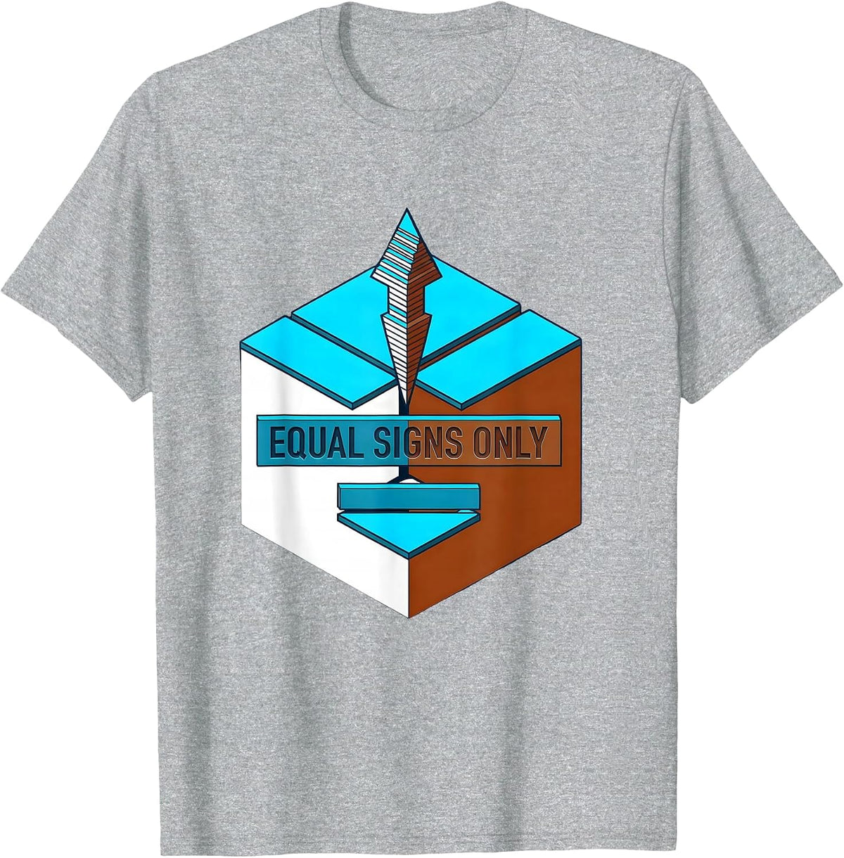 Men's Equal Signs Only Math Equality Greater Than Division T-Shirt - Heather Grey