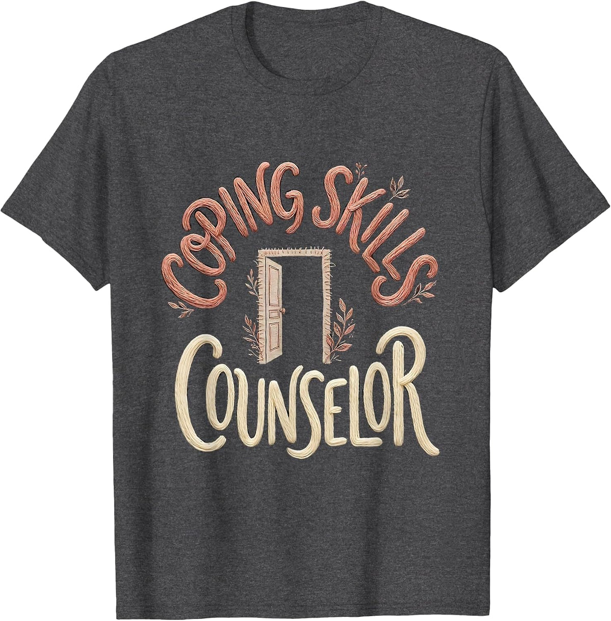 Coping Skills Counselor Boho Distressed Mental Health T-Shirt - Dark Heather Grey
