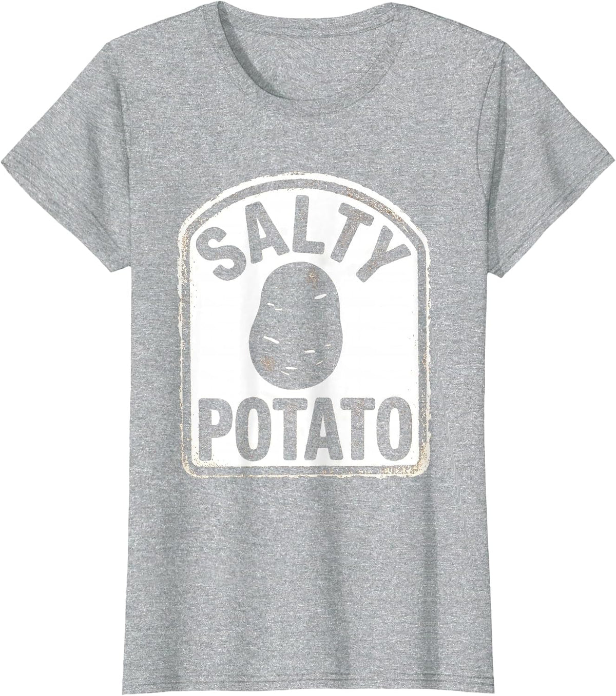 Women's Salty Potato Rubber Stamp Funny Potato Couple Thanksgiving T-Shirt - Heather Grey
