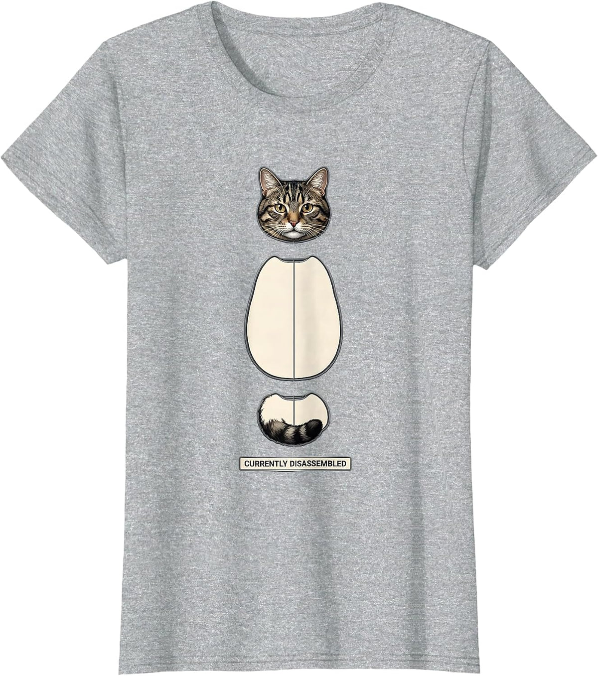 Currently Disassembled Exploded View Technical Cat Meme T-Shirt - Heather Grey