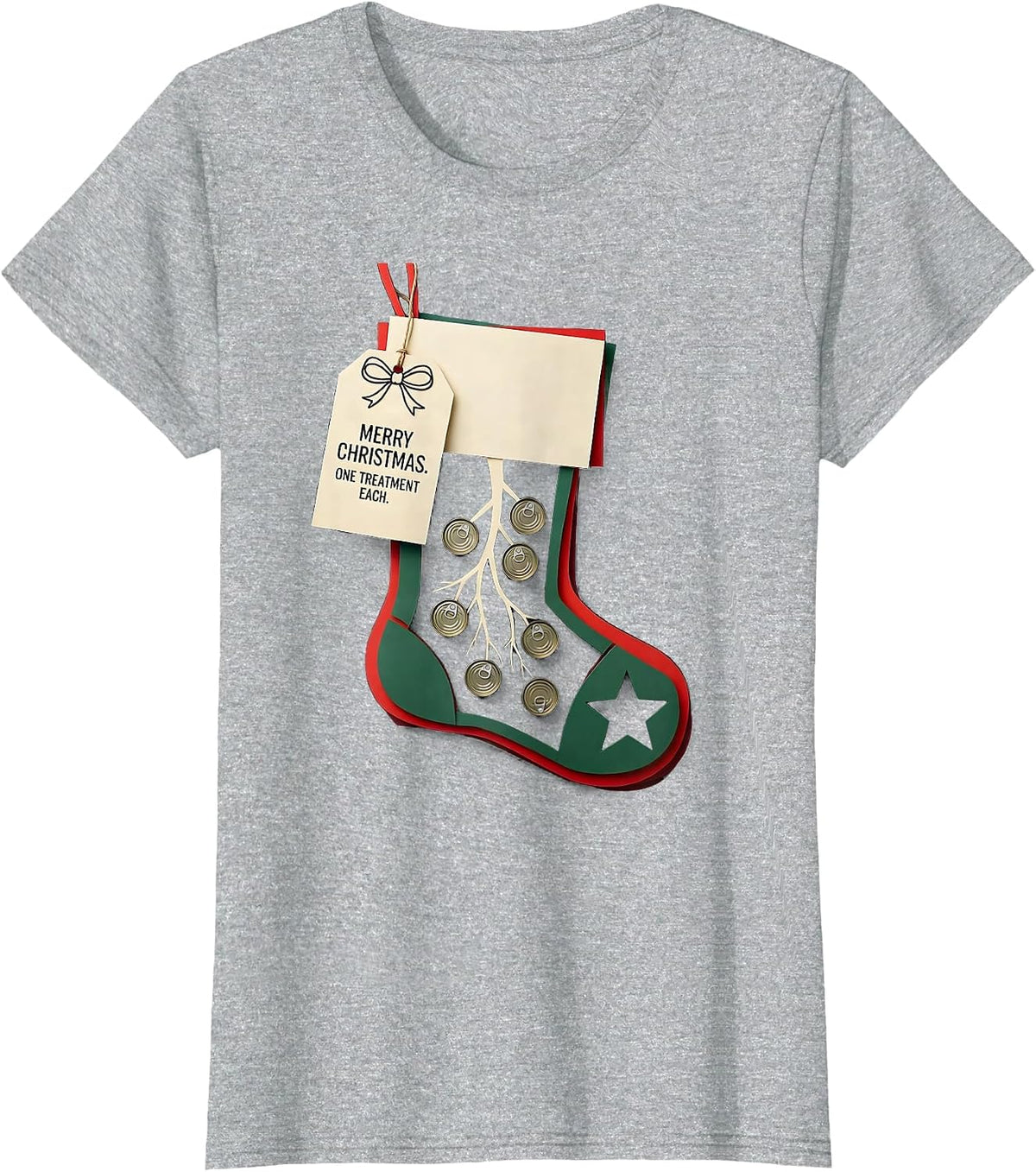 Women's Merry Christmas One Treatment Each Respiratory Therapist T-Shirt - Heather Grey