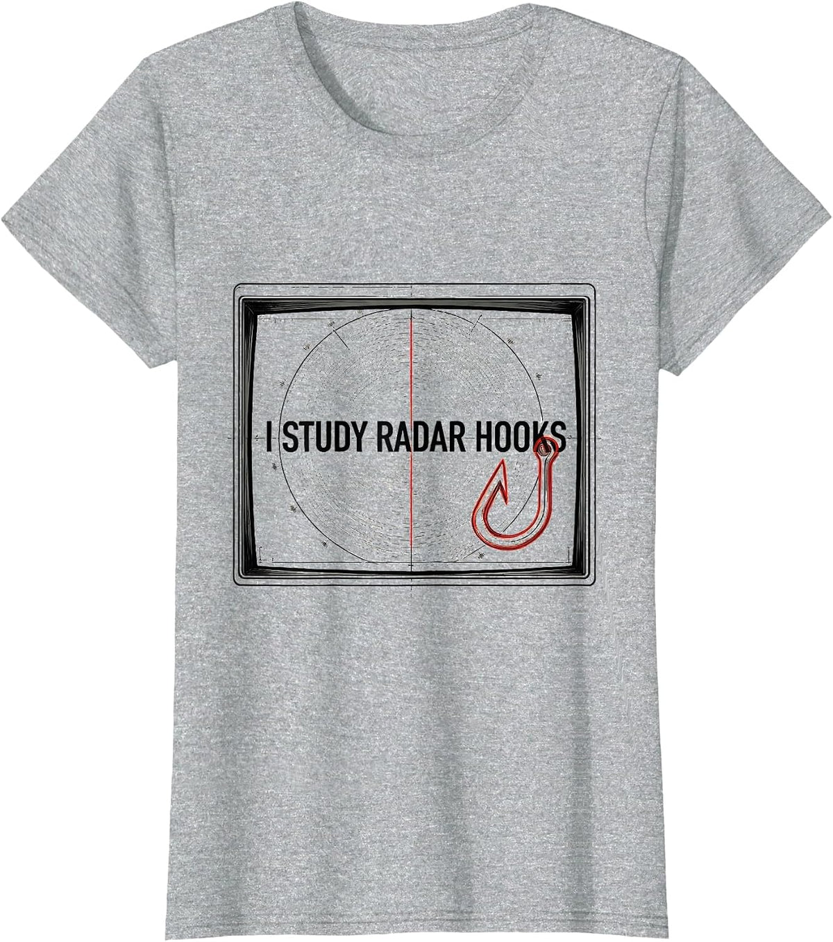 I Study Radar Hooks Funny Storm Chaser Meteorology T-Shirt - Heather Grey