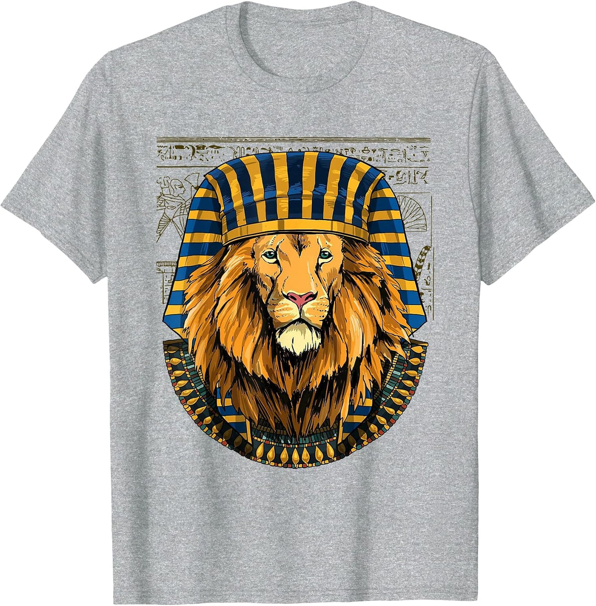 Lion Egyptian Pharaoh Historian Archaeologist T-Shirt - Heather Grey