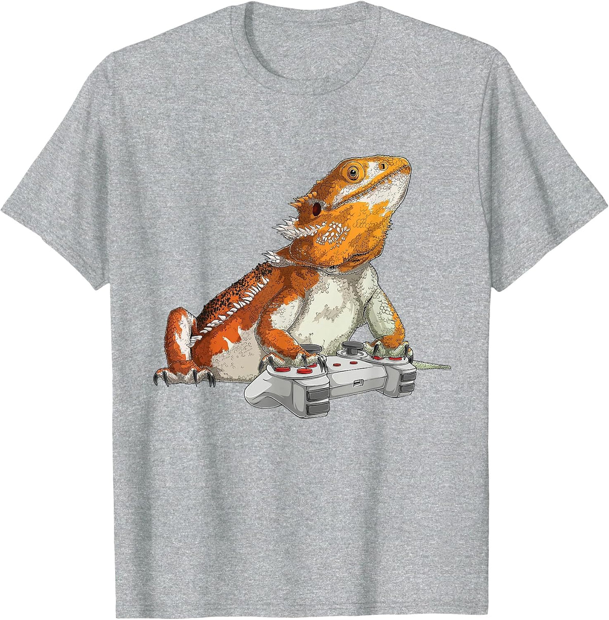 Bearded Dragon Playing Video Games Reptiles Lizard Gamers T-Shirt - Heather Grey