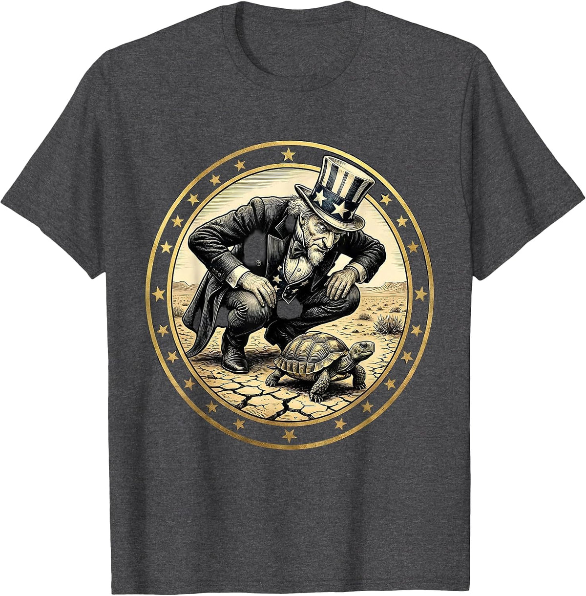 Men's Desert Tortoise Crossing Cracked Earth Graphic T-Shirt - Dark Heather Grey