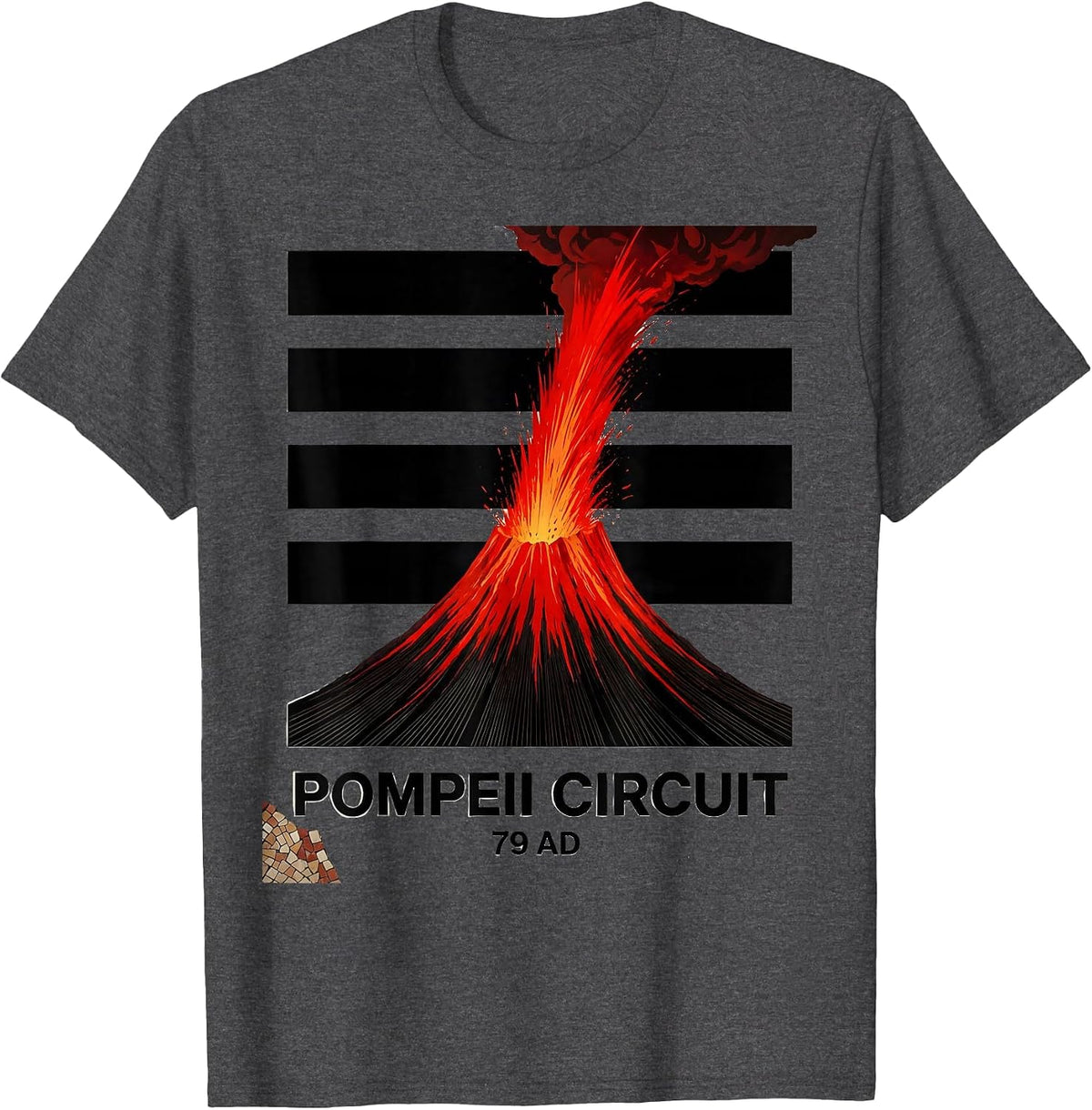 Pompeii Circuit 79 AD Constructivist Historical Volcano T-Shirt - Dark Heather Grey