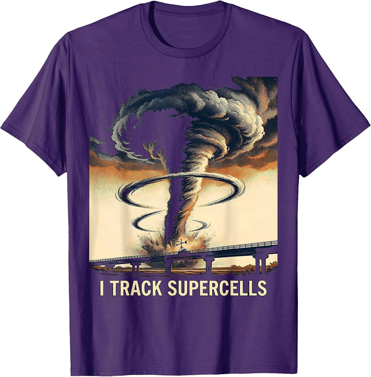 Men's I Track Supercells Vintage Storm Chaser Meteorology T-Shirt - Purple