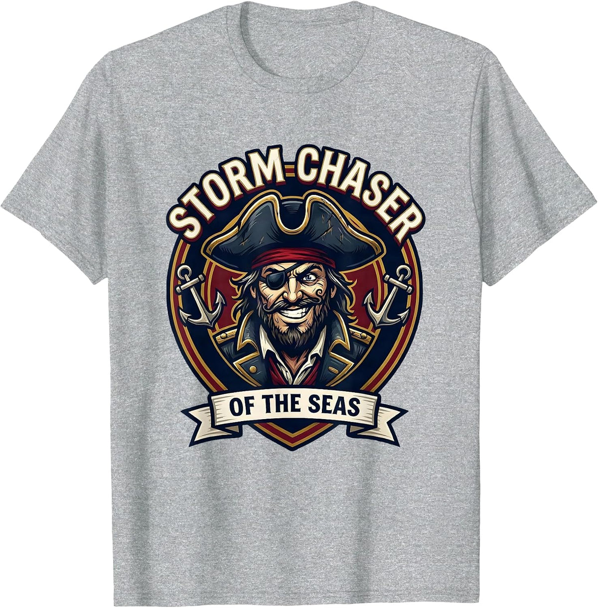 Men's Storm Chaser of the Seas Pirate Graphic T-Shirt - Heather Grey