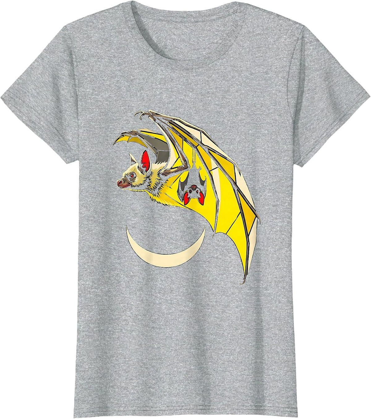 Bat Silhouette Stencil Graphic Wildlife Conservation T-Shirt - Heather Grey