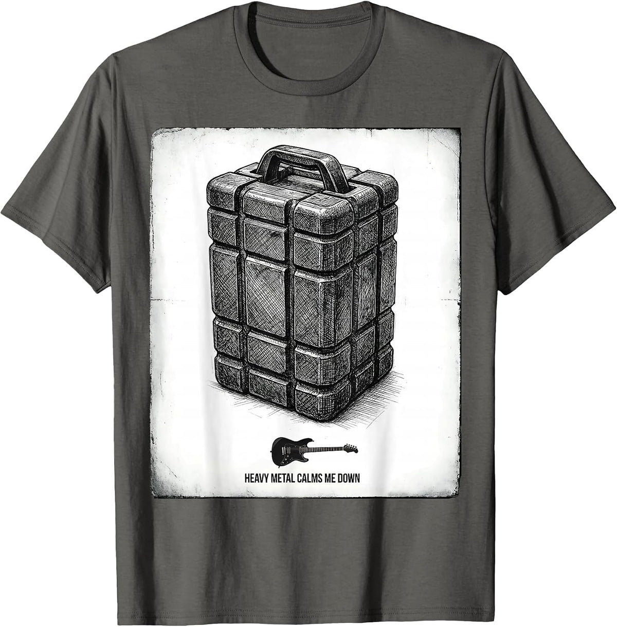 Heavy Metal Calms Me Down Funny Metal Fan Pun Humor T-Shirt - Asphalt Grey