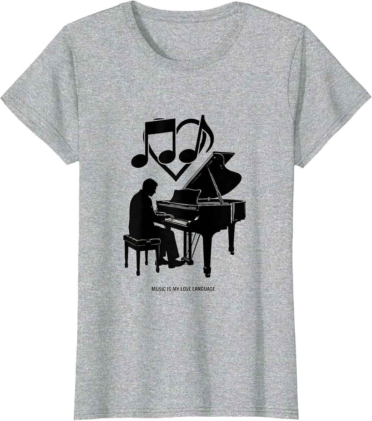 Women's Music Is My Love Language Music Teacher Design T-Shirt - Heather Grey