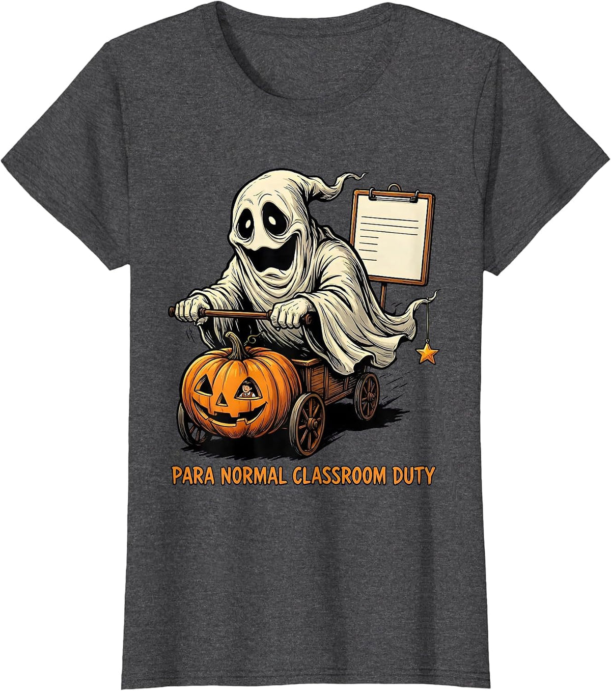 Women's Para Normal Classroom Duty Funny Ghost Paraprofessional T-Shirt - Dark Heather Grey