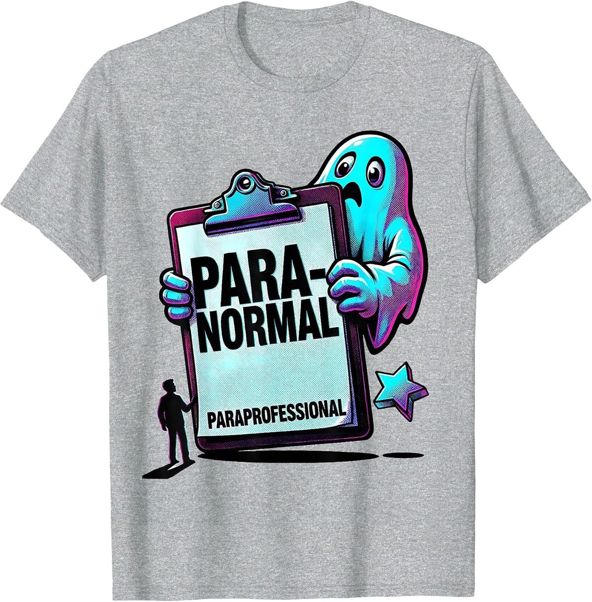 Men's Para-Normal Paraprofessional Pop Art Halloween Ghost SPED T-Shirt - Heather Grey