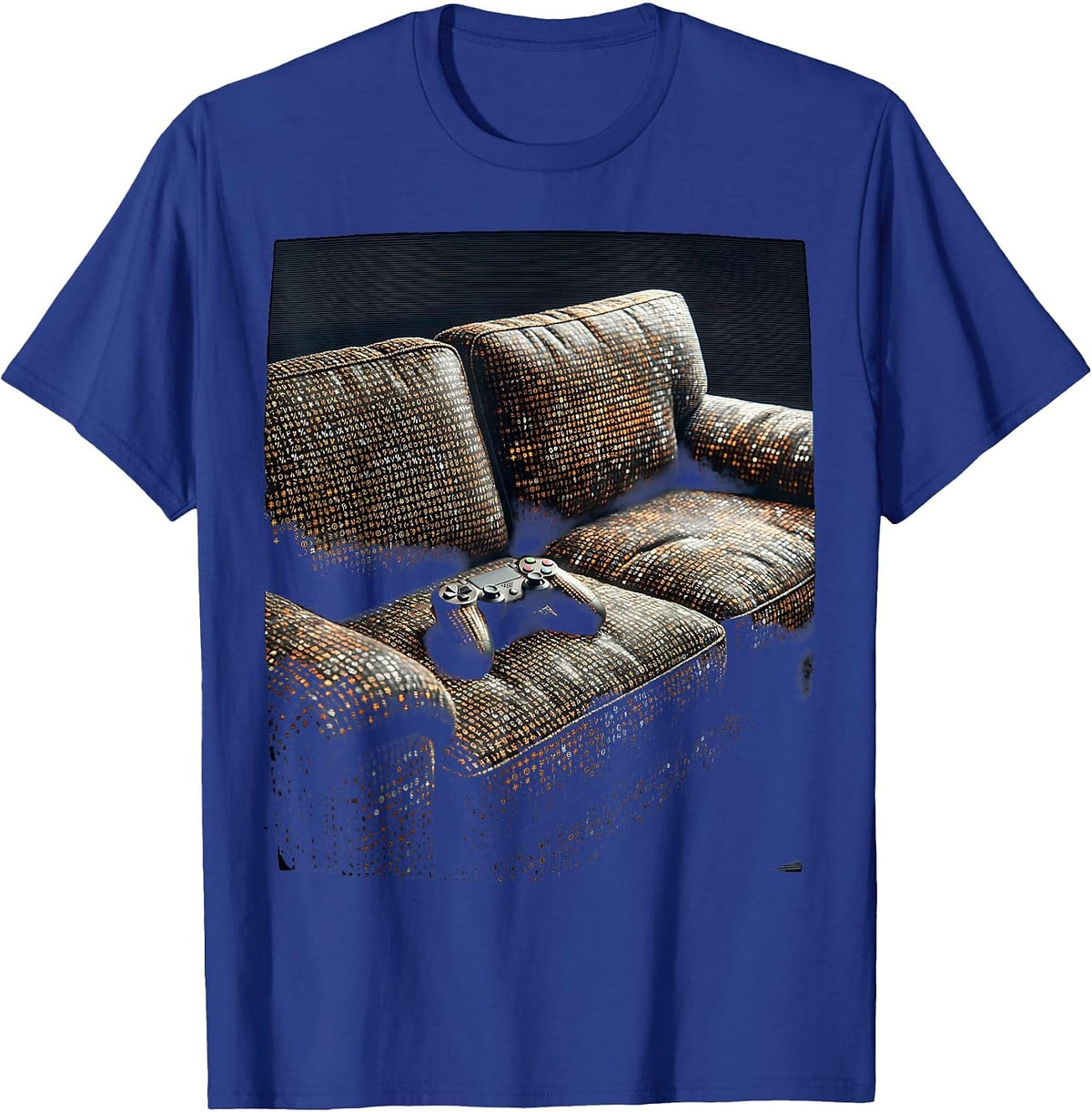 Men's Pixel Brick Couch Gamer Graphic Design T-Shirt - Royal Blue