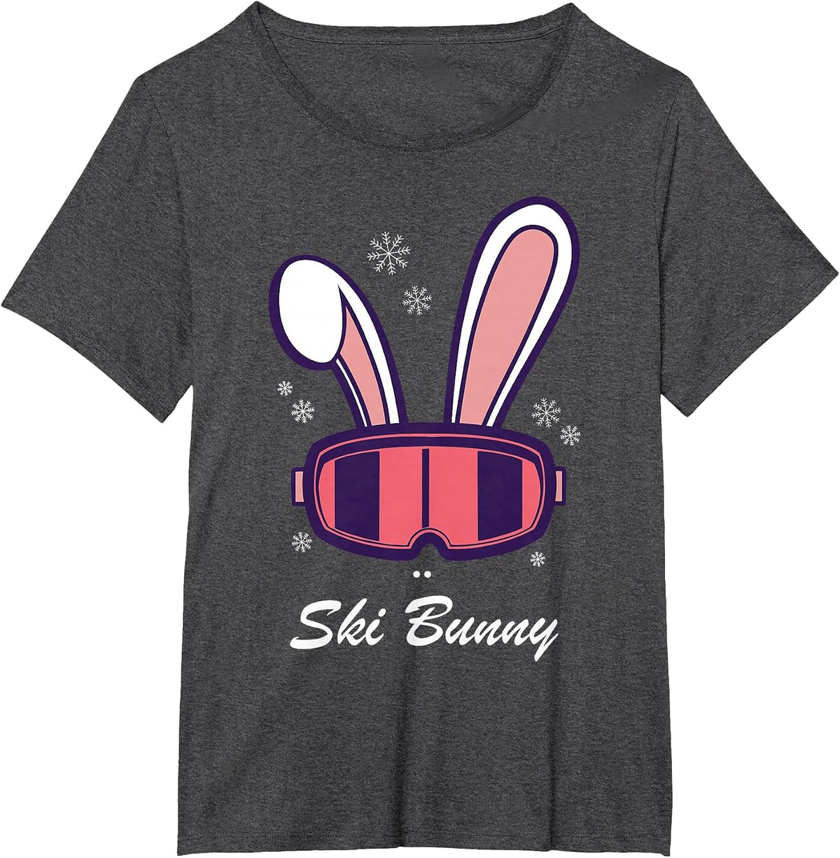 Funny Snowboard Ski Face Funny Ski Bunny T-Shirt - Dark Heather Grey