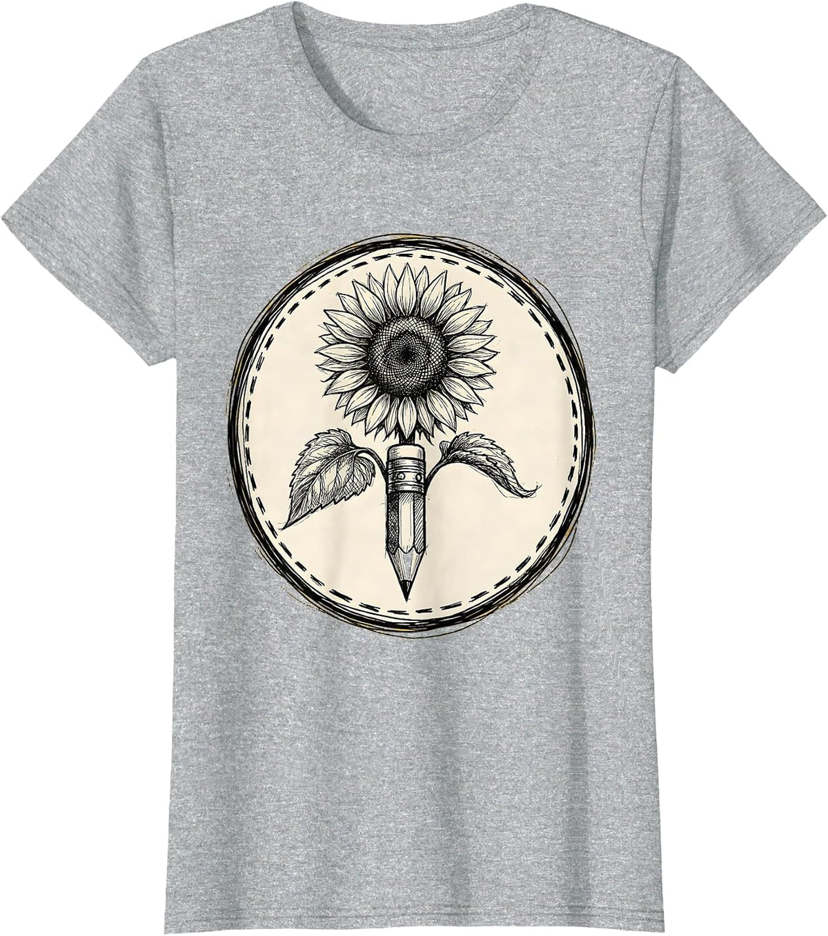 Special Education Teacher Sunflower Pencil Art T-Shirt - Heather Grey