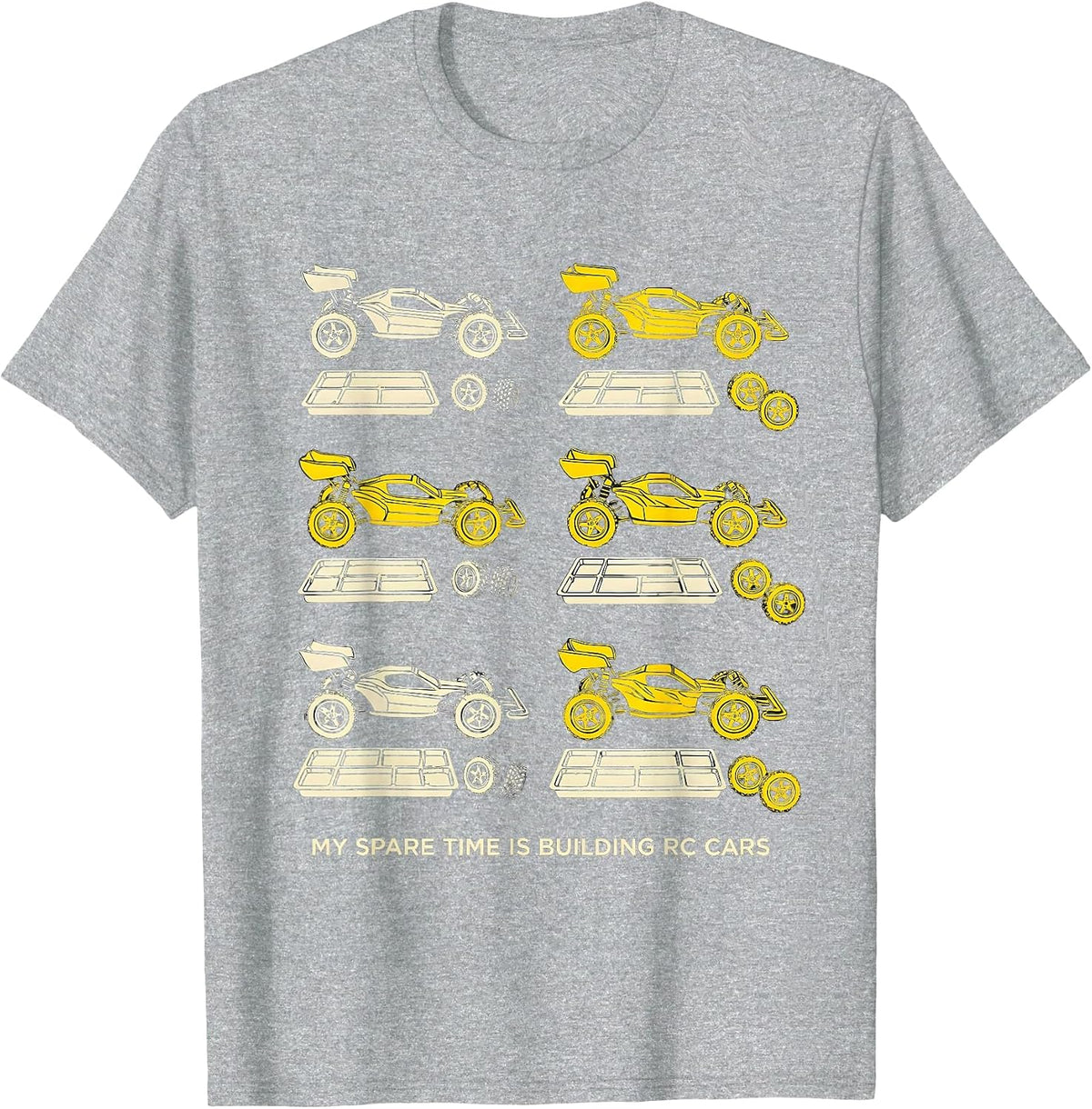 Men's My Spare Time Is Building RC Cars Funny Car Enthusiast T-Shirt - Heather Grey