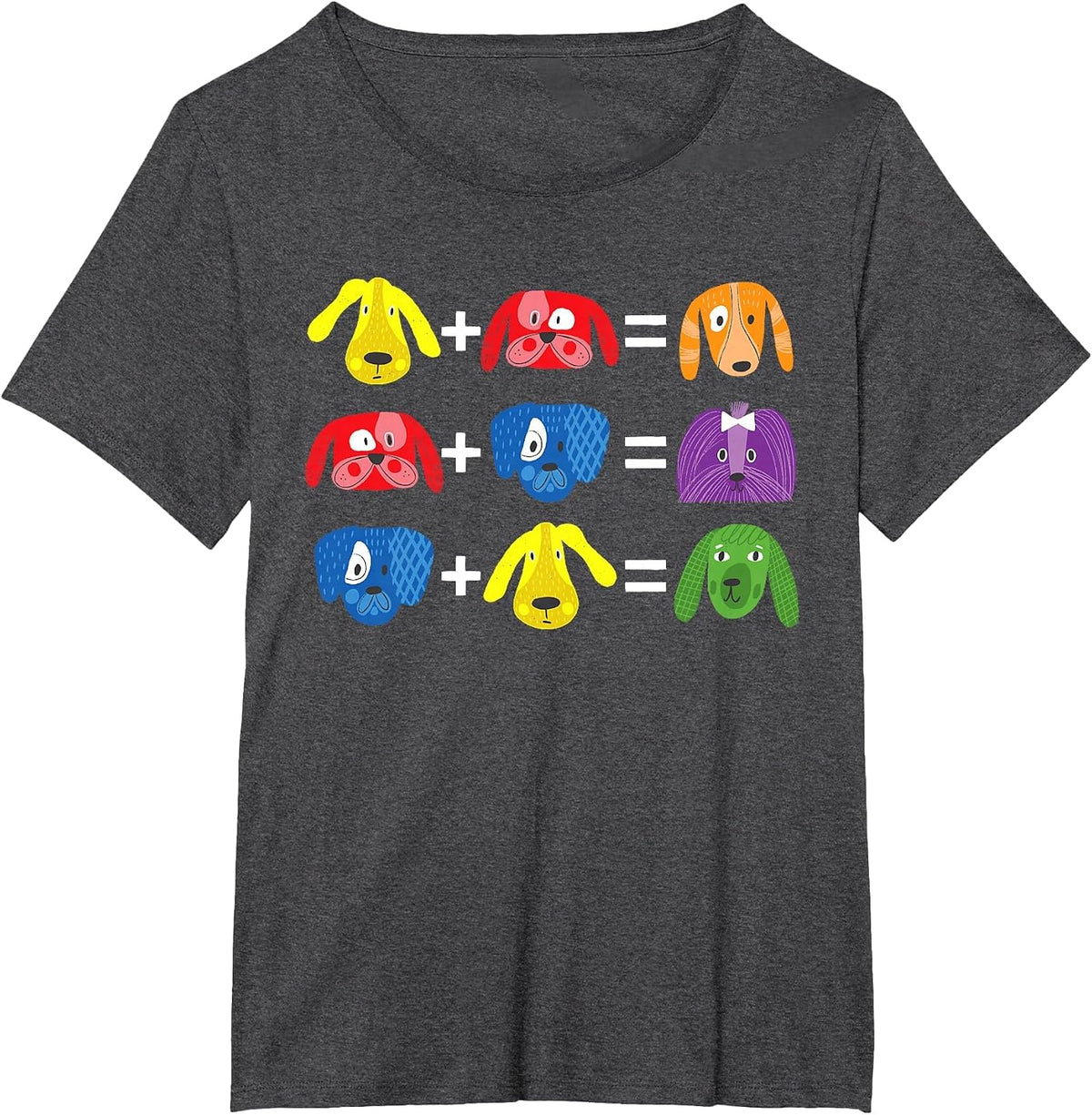 Dog Themed Artist Color Theory Educational Art Teacher T-Shirt - Dark Heather Grey