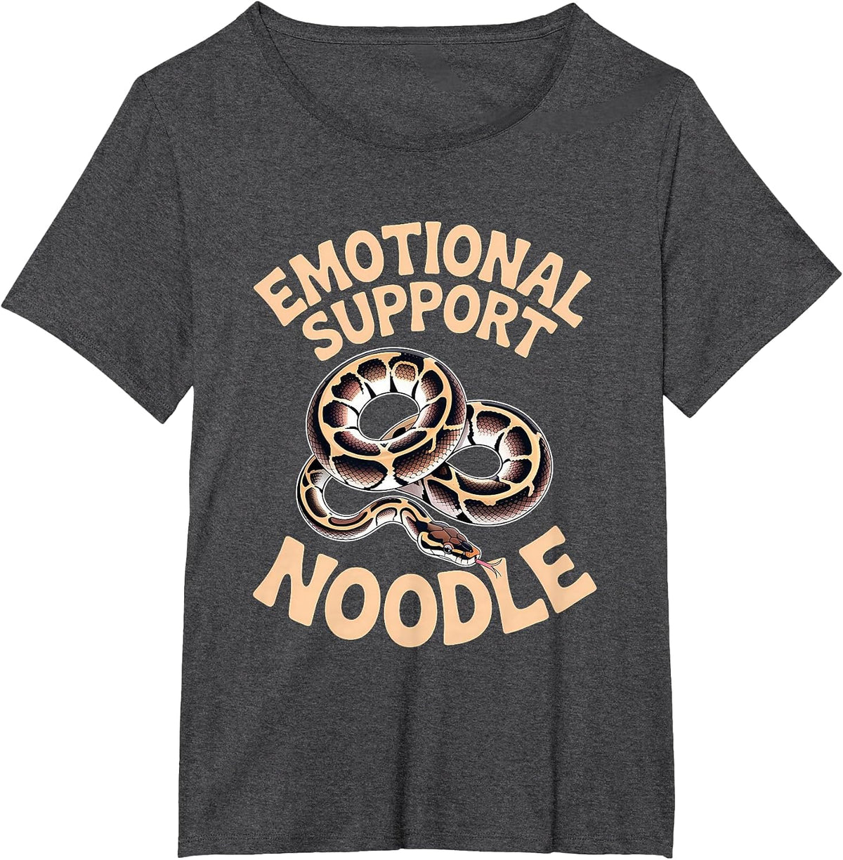 Emotional Support Noodle Ball Python Snake T-Shirt - Dark Heather Grey