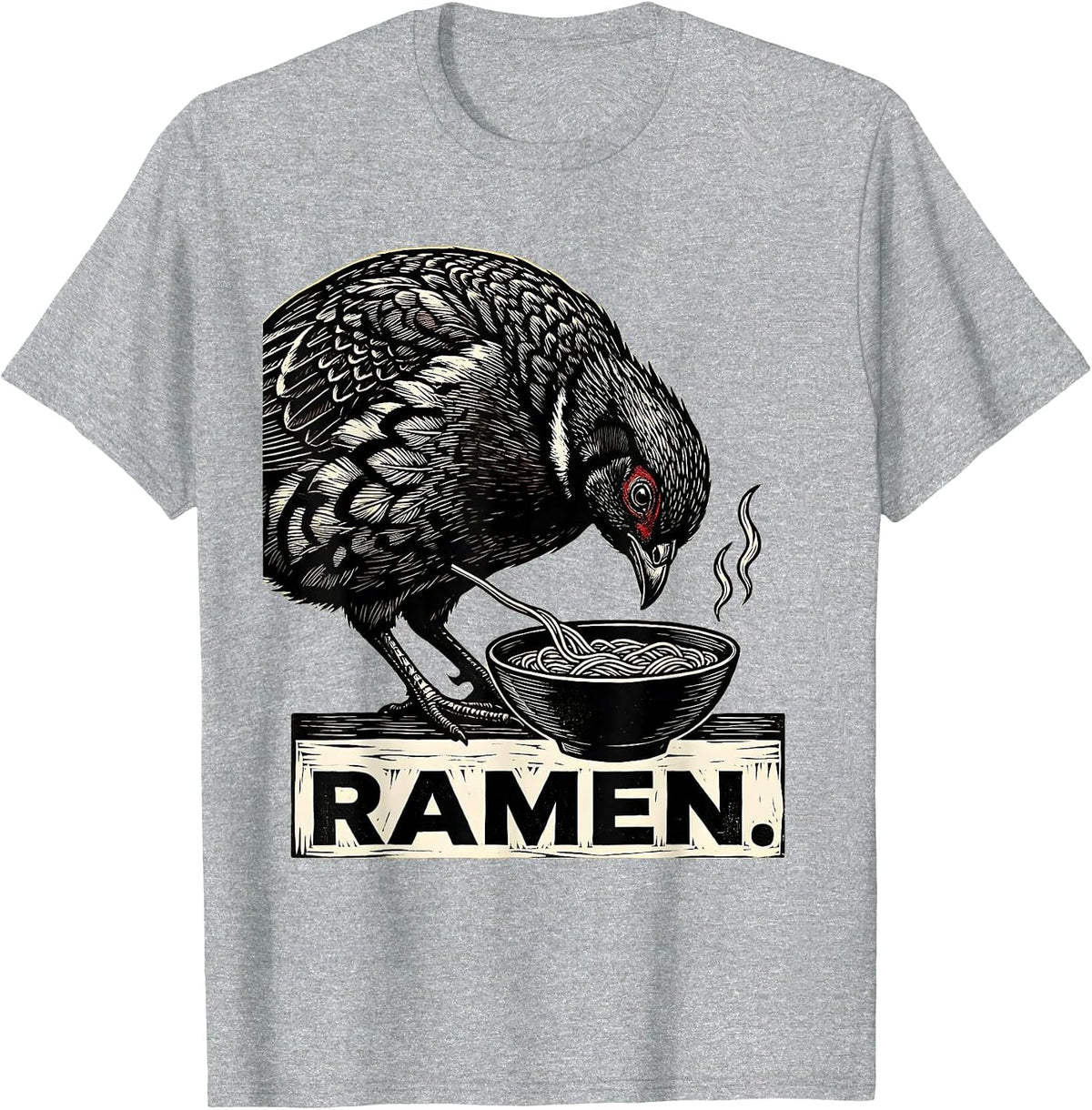 Men's Ramen Japanese Quail Kawaii Anime Animal Food Lover T-Shirt - Heather Grey