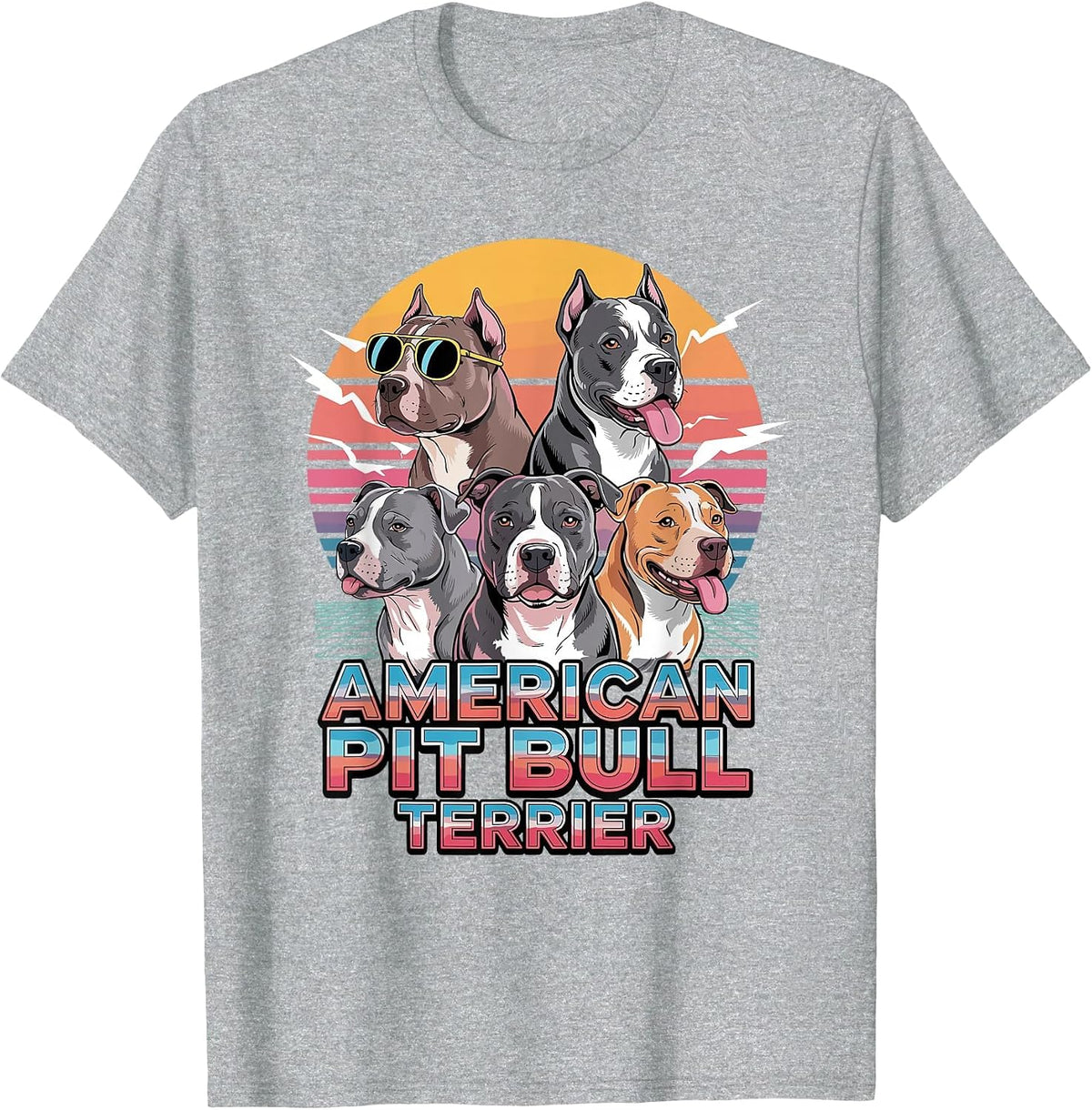 90s Vintage American Pit Bull Terrier Pittie T-Shirt - Heather Grey