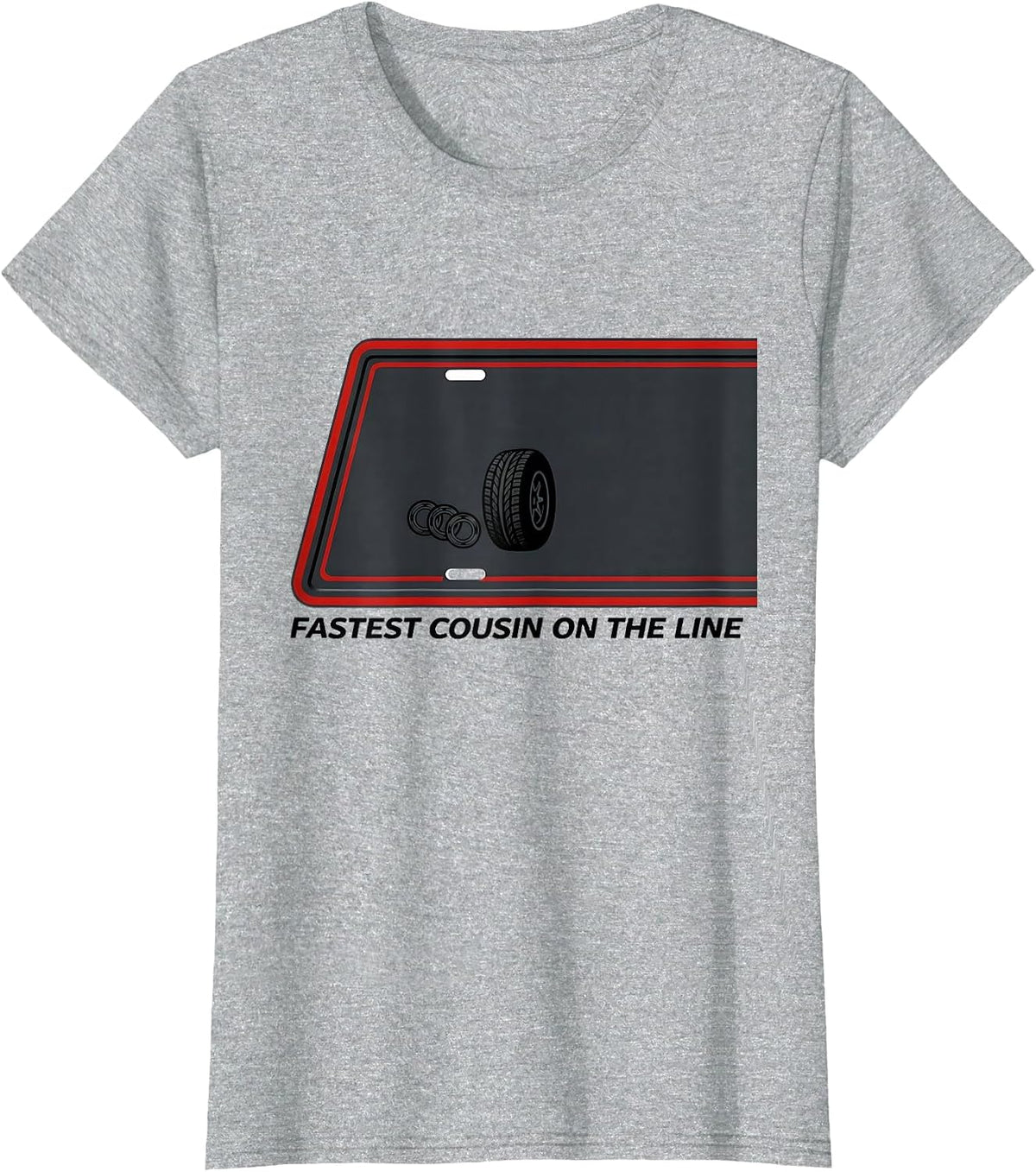 Women's Fastest Cousin On The Line Patriotic RC Racing Drag Strip T-Shirt - Heather Grey