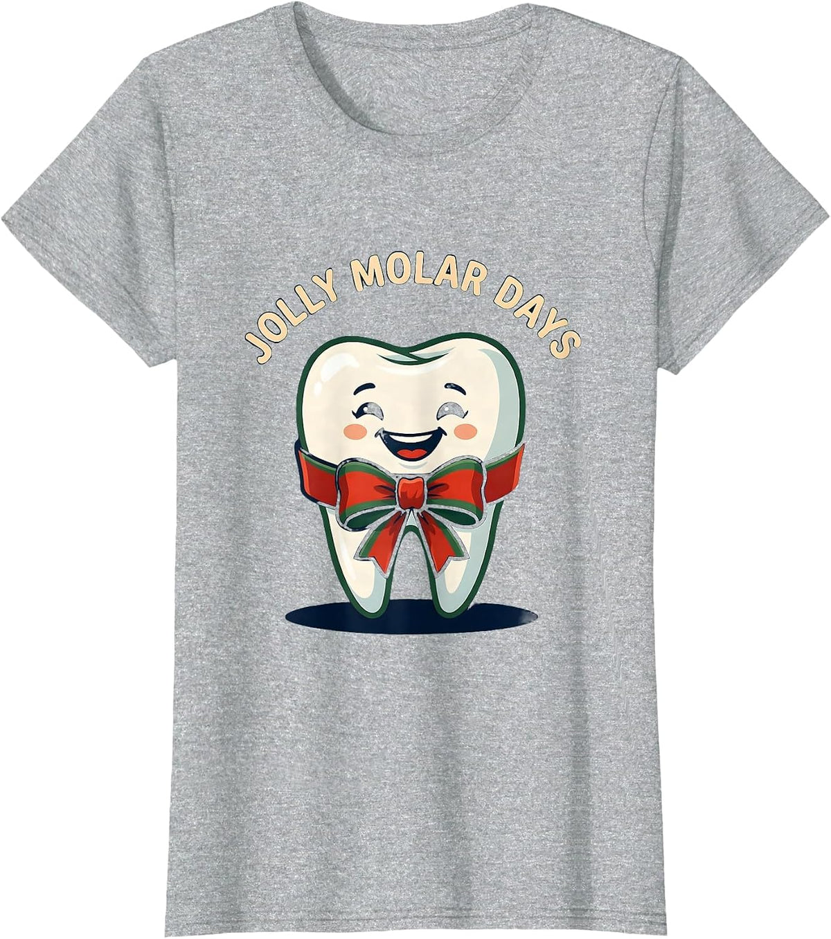 Jolly Molar Days Funny Dental Christmas Dental Staff Crew T-Shirt - Heather Grey