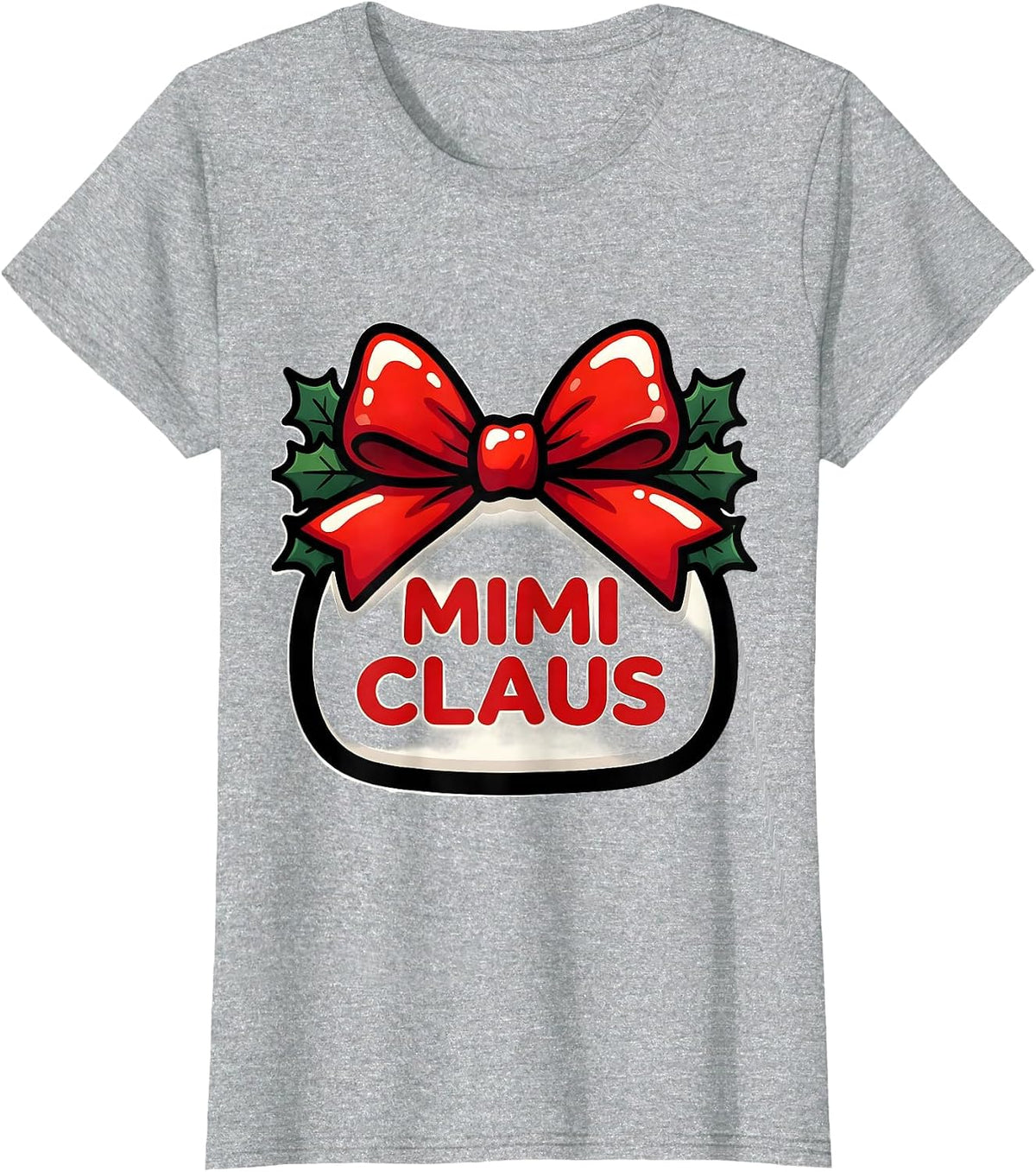 Mimi Claus Bright Cartoon Christmas Family Matching Pajama T-Shirt - Heather Grey