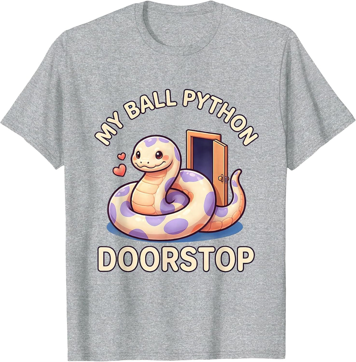 Men's My Ball Python Doorstop Cute Kawaii Reptile Lover Snake T-Shirt - Heather Grey
