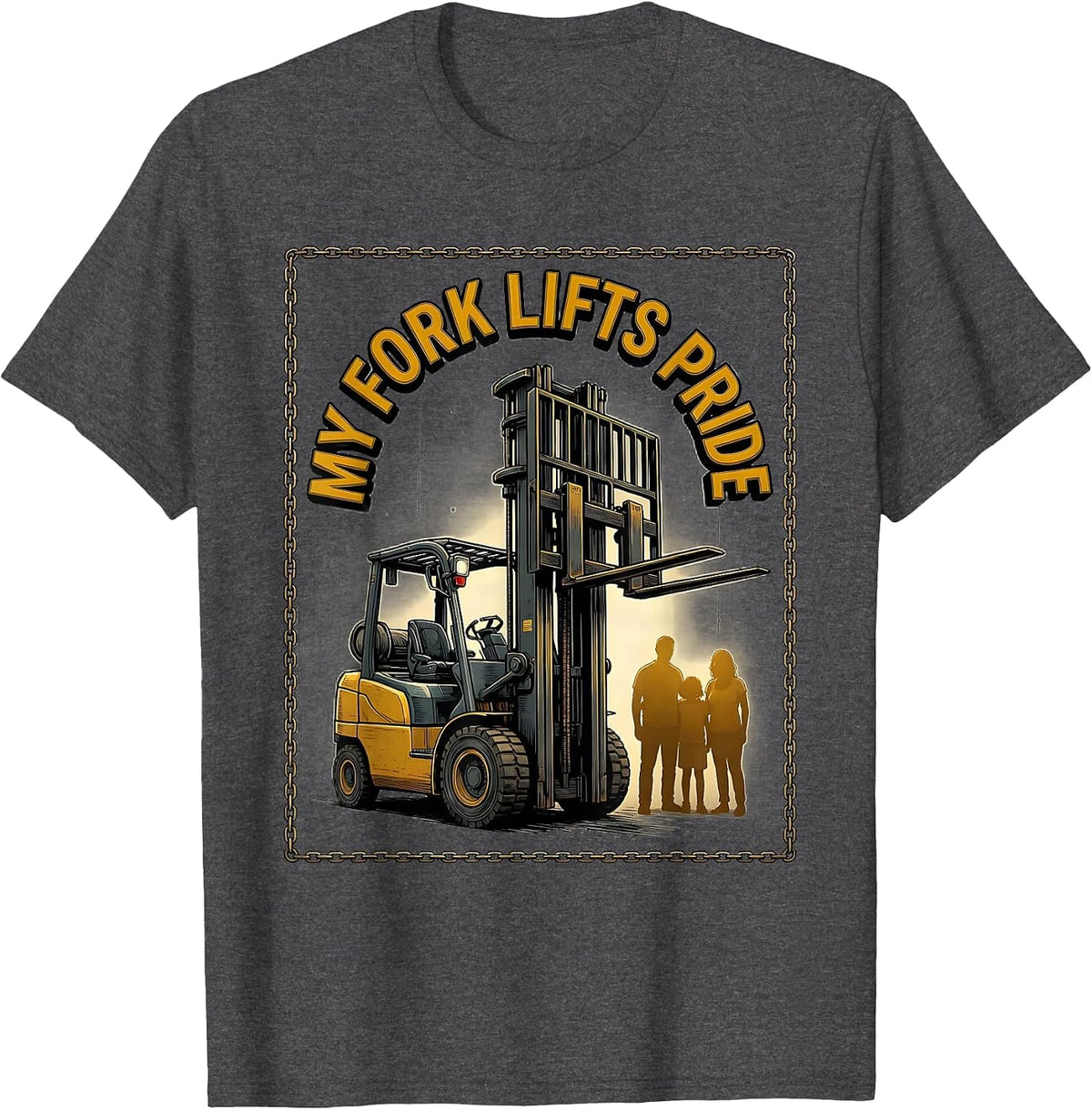 Men's My Fork Lifts Pride Funny Forklift Operator Construction T-Shirt - Dark Heather Grey