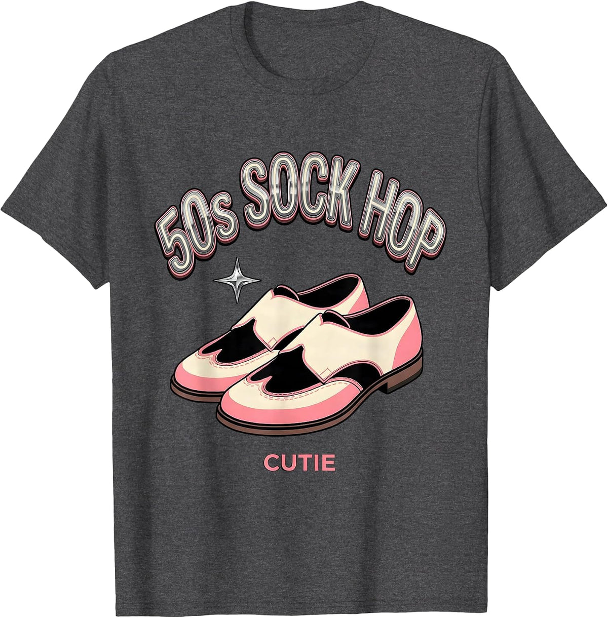 Men's 50s Sock Hop Cutie Retro Rockabilly 1950s Party Costume T-Shirt - Dark Heather Grey