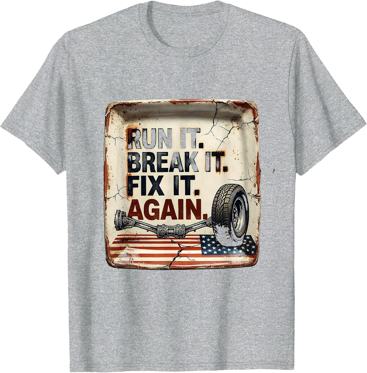 Men's Run It Break It Fix It Again Distressed RC Car Racing T-Shirt - Heather Grey