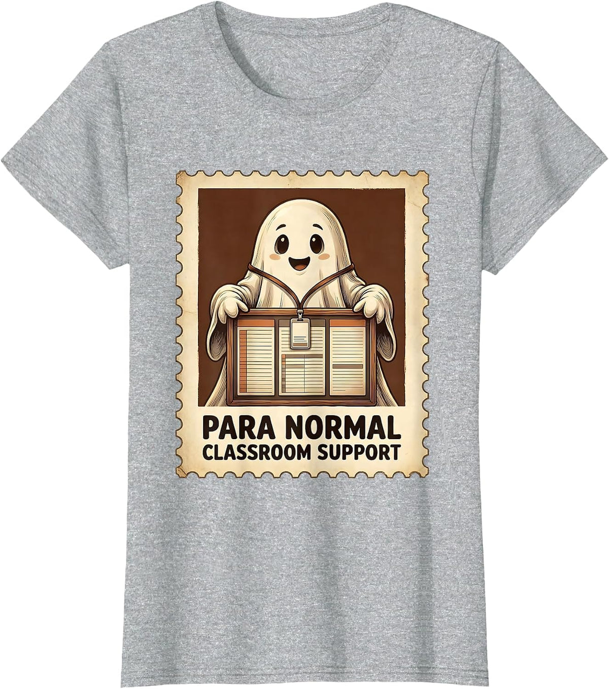 Para Normal Classroom Support Funny Ghost Paraprofessional T-Shirt - Heather Grey