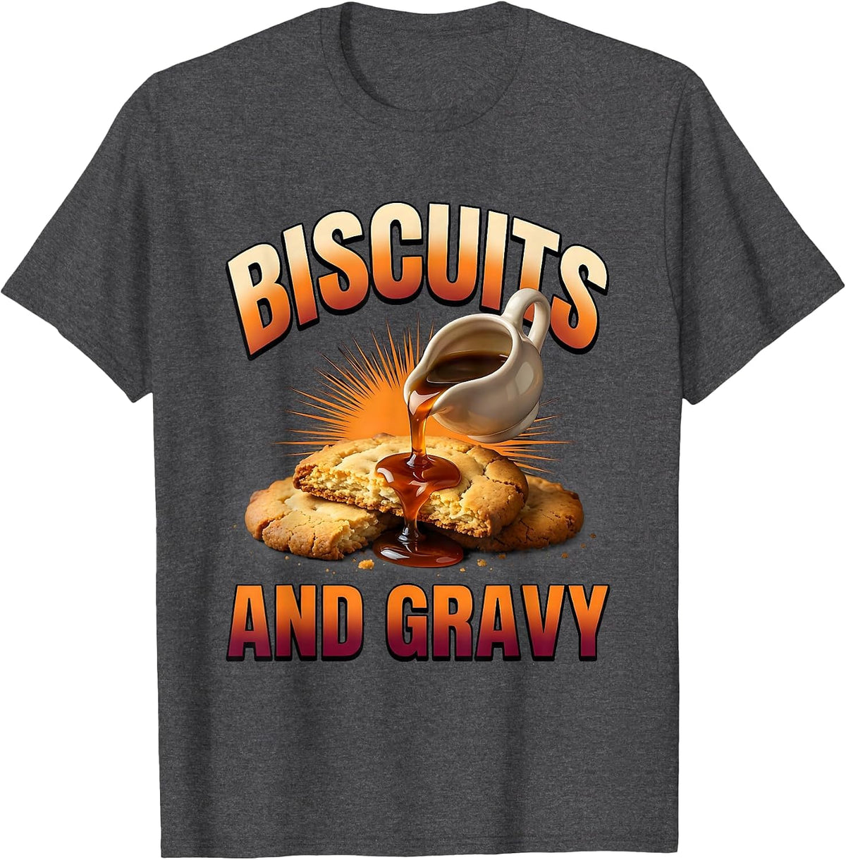 Biscuits and Gravy Bootleg 90's Rap Rock Vintage Funny T-Shirt - Dark Heather Grey