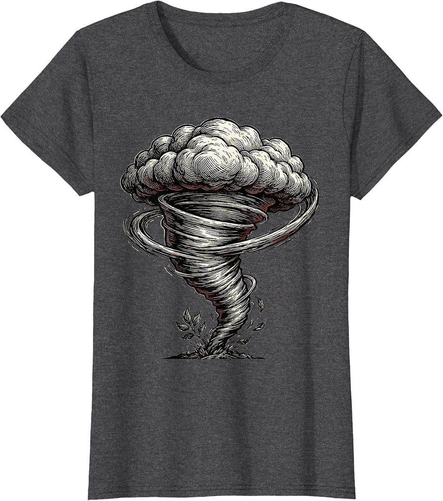 Women's Tornado Funnel Storm Chaser Meteorology Humor T-Shirt - Dark Heather Grey