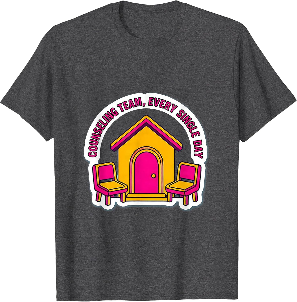 Men's Counseling Team, Every Single Day Groovy Retro School T-Shirt - Dark Heather Grey