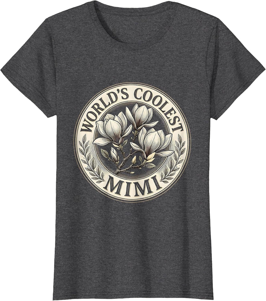 Women's World's Coolest Mimi Grandmother Pride Design T-Shirt - Dark Heather Grey