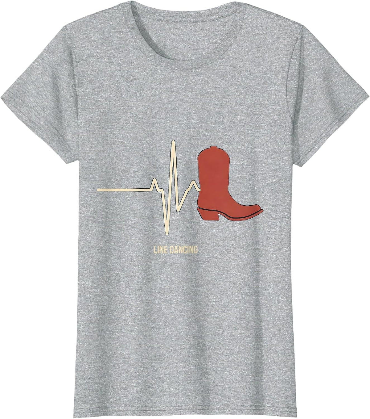 Line Dancing Heartbeat EKG Pulse Line Dancer T-Shirt - Heather Grey