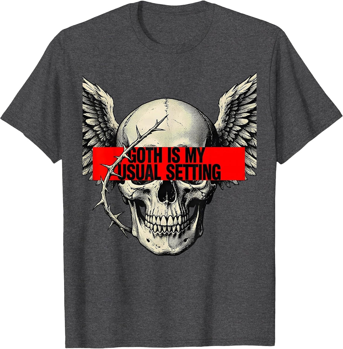Goth Is My Usual Setting Gothic Alt Grunge Emo Girl Y2K T-Shirt - Dark Heather Grey