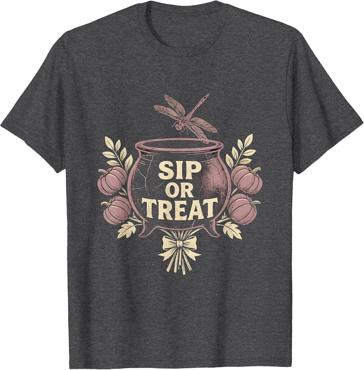 Sip Or Treat Halloween Coffee Lover Design T-Shirt - Dark Heather Grey