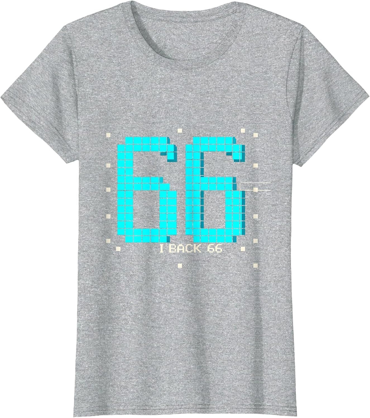 I Back 66 Pixel Art Lucky Number Novelty T-Shirt - Heather Grey