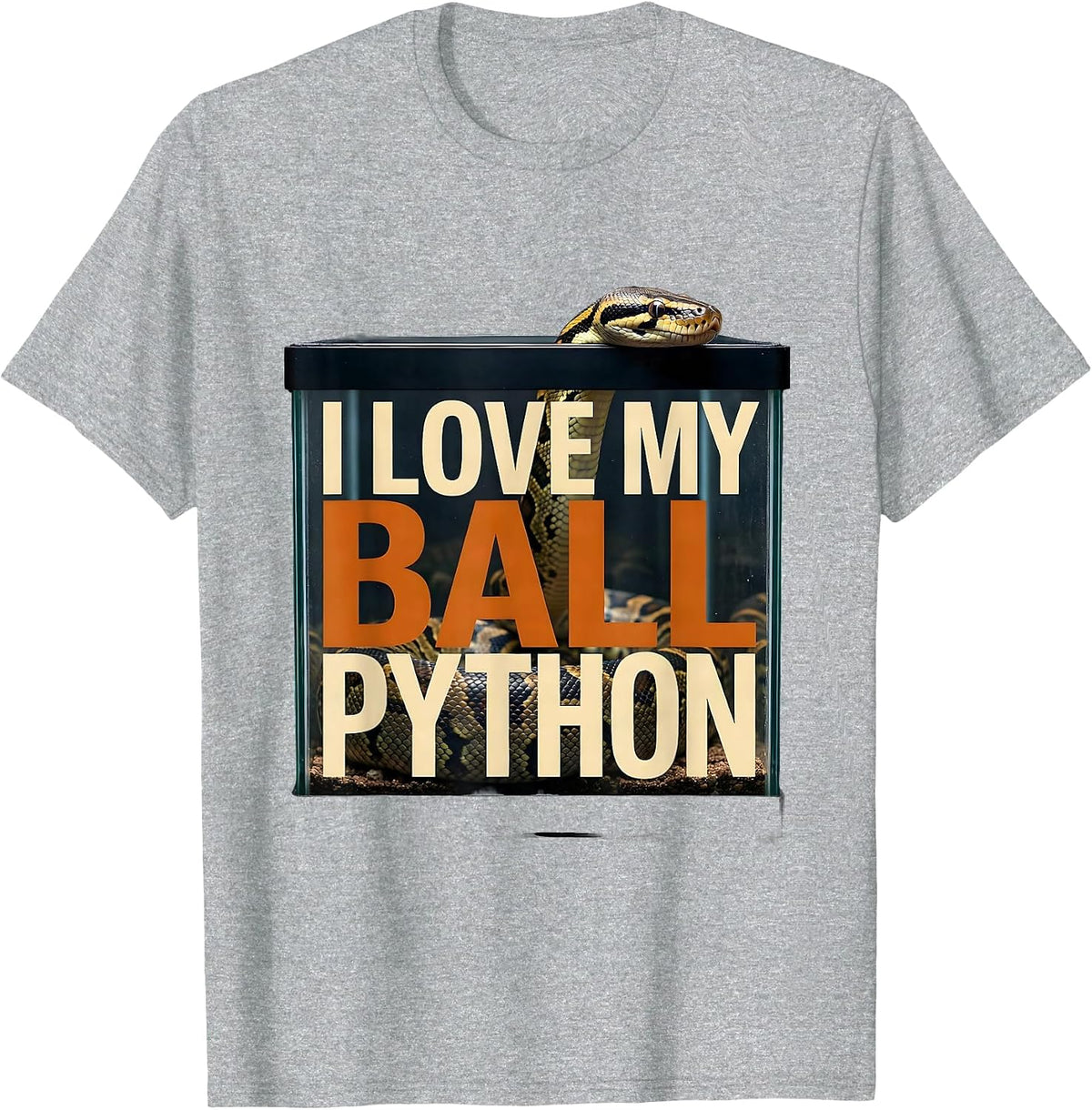 Men's I Love My Ball Python Funny Reptile Lover Pet Owner Gift T-Shirt - Heather Grey