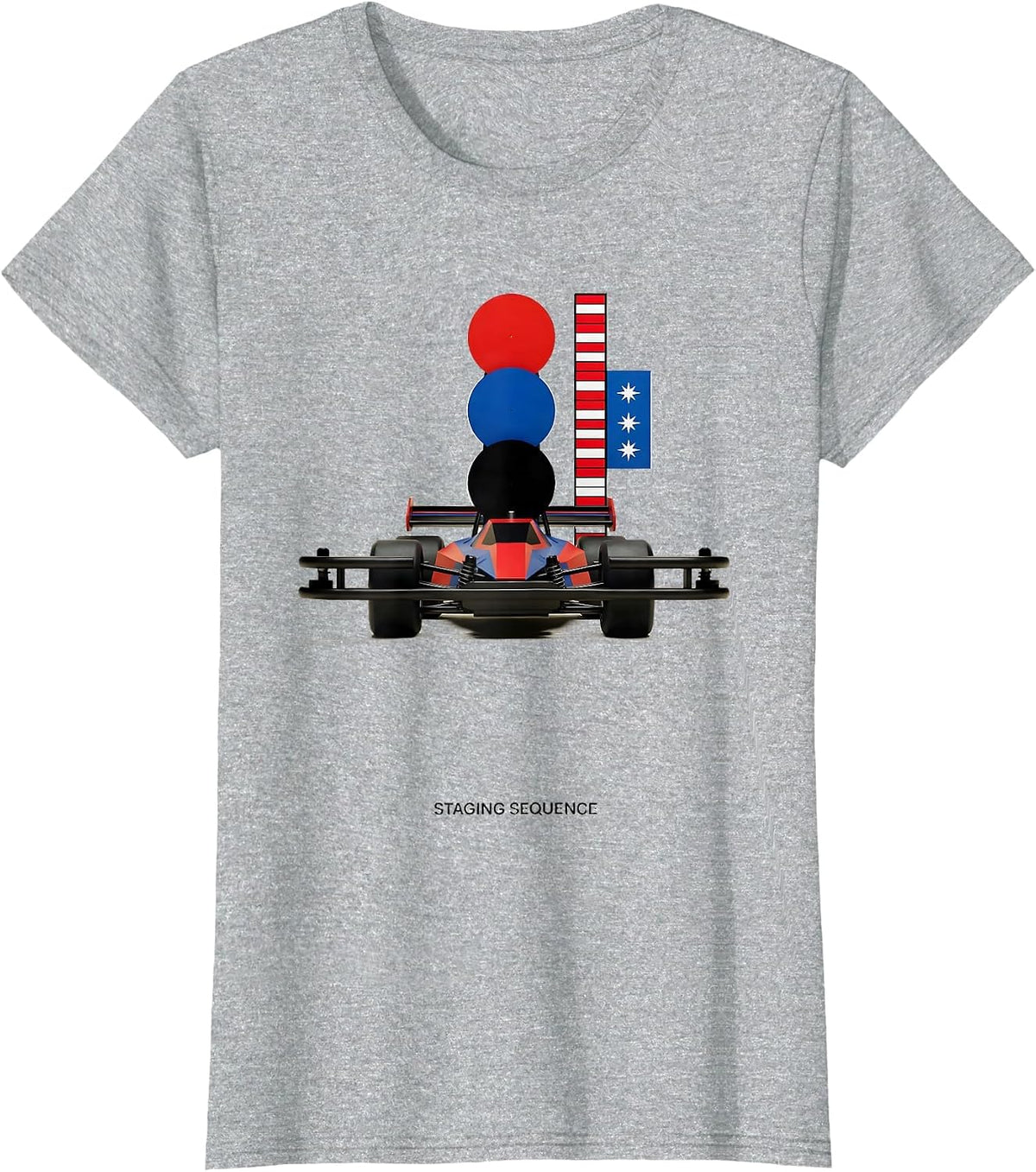 Staging Sequence Bauhaus Modernist RC Drag Racing American T-Shirt - Heather Grey
